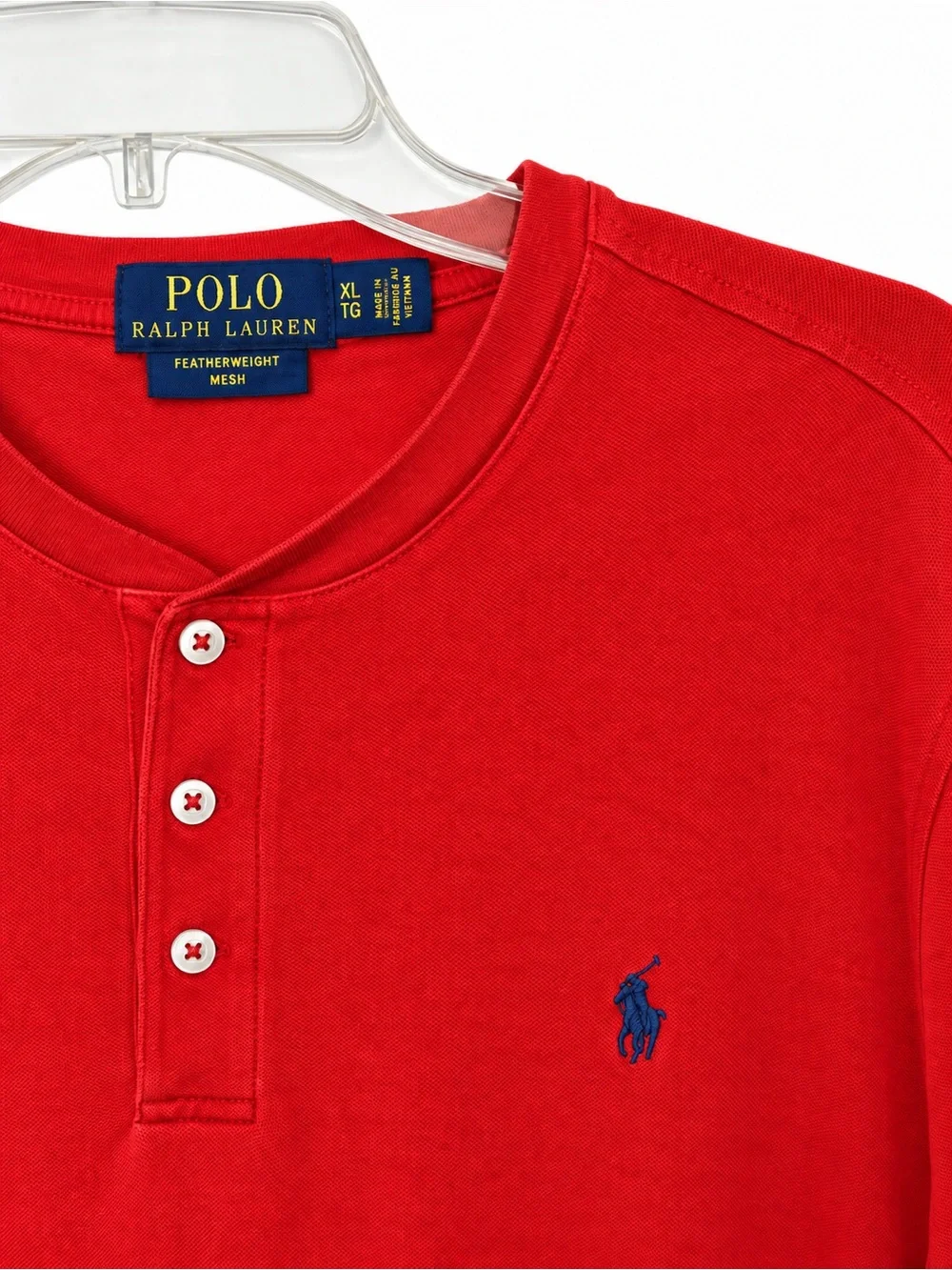 Polo Ralph Lauren Men’s XL Red Featherweight Mesh Henley Shirt Pony Logo